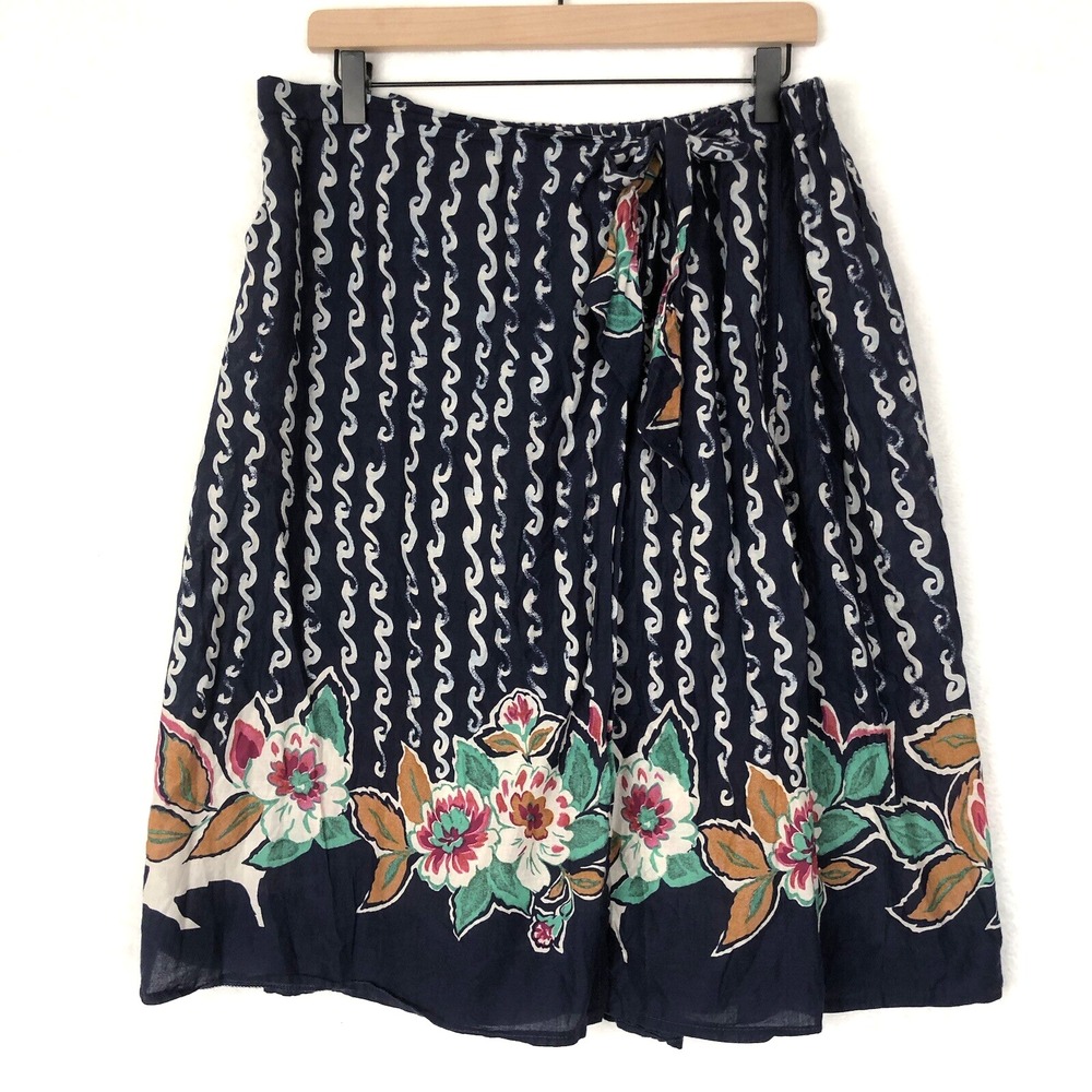GAT RIMON Paris 100% Cotton Midi Skirt Sz L Designer Cottagecore Made in France